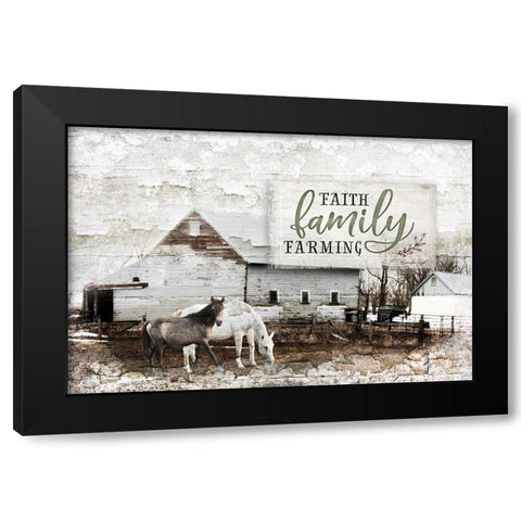 Faith, Family, Farming Black Modern Wood Framed Art Print by Pugh, Jennifer