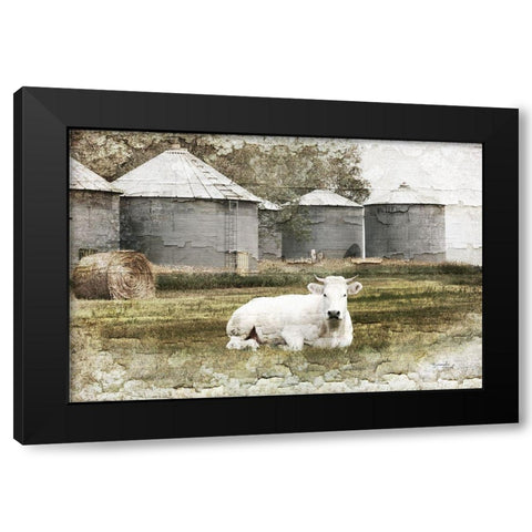 White Cow Black Modern Wood Framed Art Print by Pugh, Jennifer