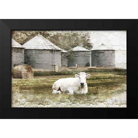 White Cow Black Modern Wood Framed Art Print by Pugh, Jennifer