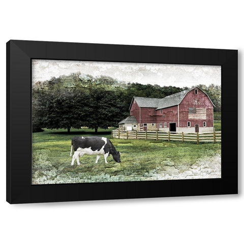 Cow Black Modern Wood Framed Art Print with Double Matting by Pugh, Jennifer