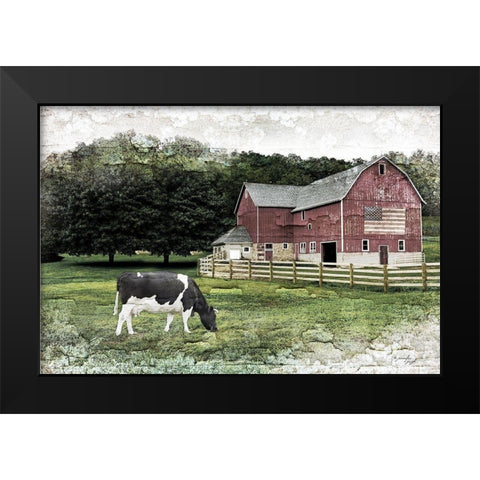 Cow Black Modern Wood Framed Art Print by Pugh, Jennifer