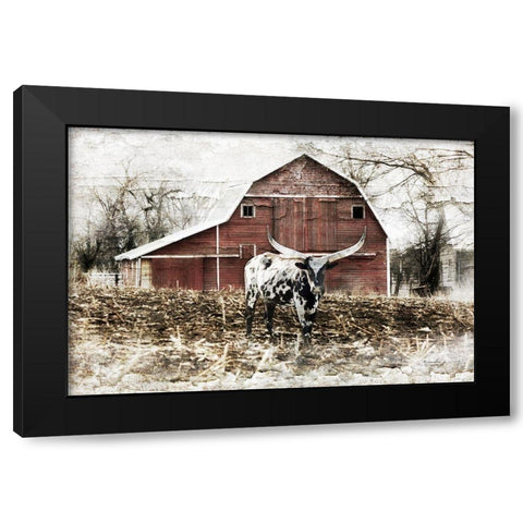 Longhorn Black Modern Wood Framed Art Print with Double Matting by Pugh, Jennifer