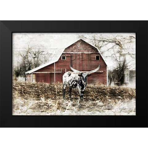 Longhorn Black Modern Wood Framed Art Print by Pugh, Jennifer