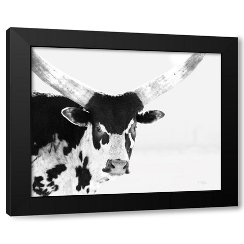 Longhorn V Black Modern Wood Framed Art Print with Double Matting by Pugh, Jennifer