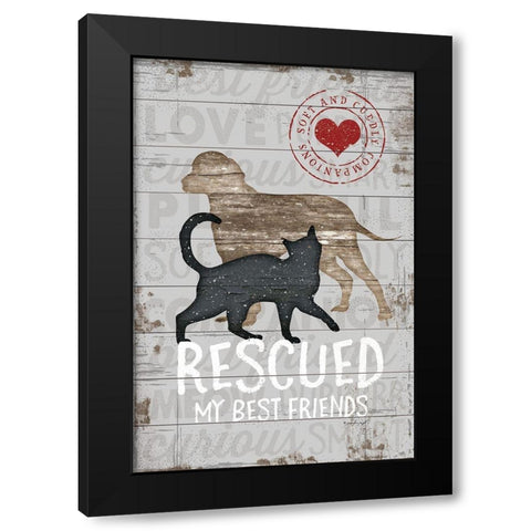 Rescued My Best Friend Black Modern Wood Framed Art Print by Pugh, Jennifer