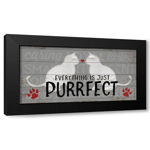 Purrfect Black Modern Wood Framed Art Print by Pugh, Jennifer