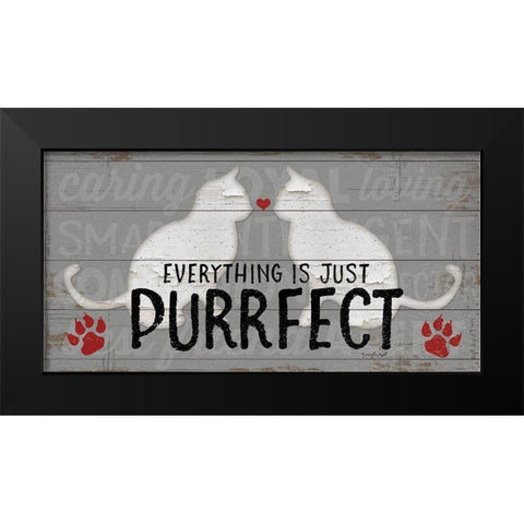 Purrfect Black Modern Wood Framed Art Print by Pugh, Jennifer