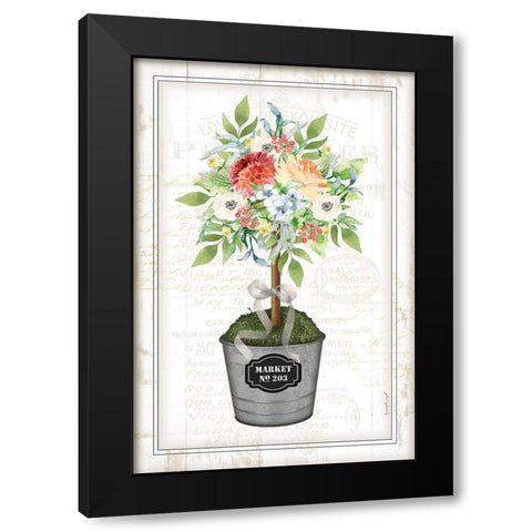 Floral Topiary Black Modern Wood Framed Art Print with Double Matting by Pugh, Jennifer