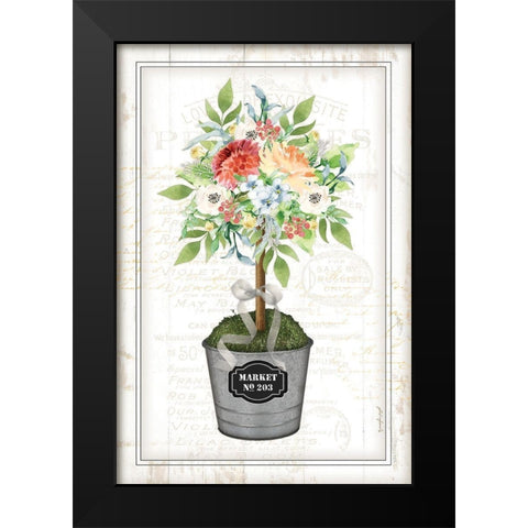 Floral Topiary Black Modern Wood Framed Art Print by Pugh, Jennifer