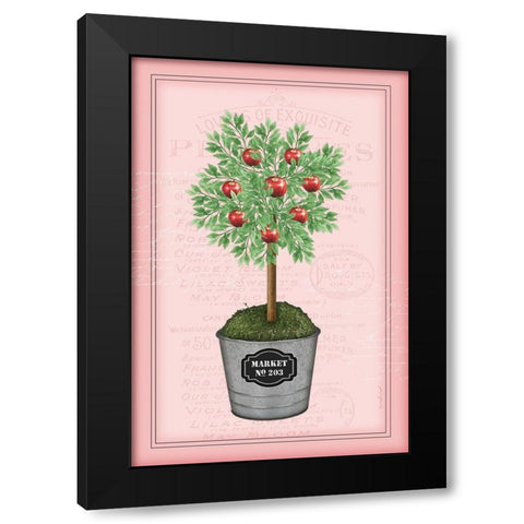 Apple Topiary - Pink Black Modern Wood Framed Art Print with Double Matting by Pugh, Jennifer