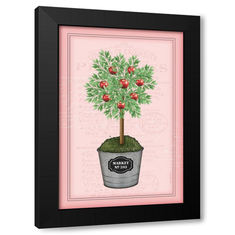 Apple Topiary - Pink Black Modern Wood Framed Art Print by Pugh, Jennifer