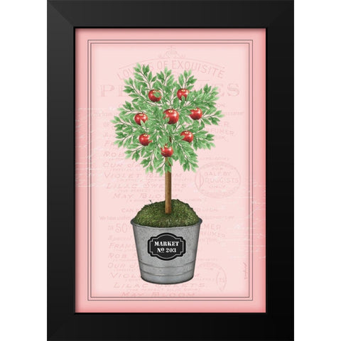 Apple Topiary - Pink Black Modern Wood Framed Art Print by Pugh, Jennifer