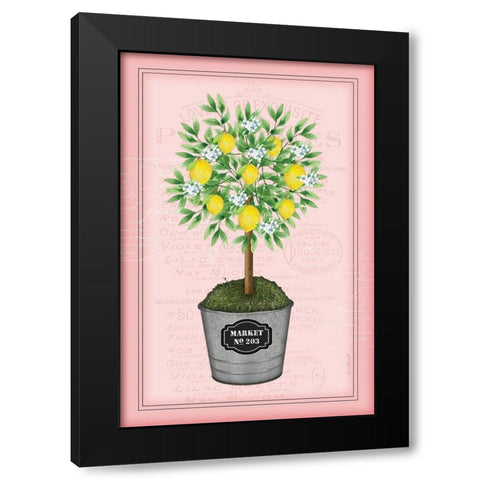 Lemon Topiary - Pink Black Modern Wood Framed Art Print by Pugh, Jennifer
