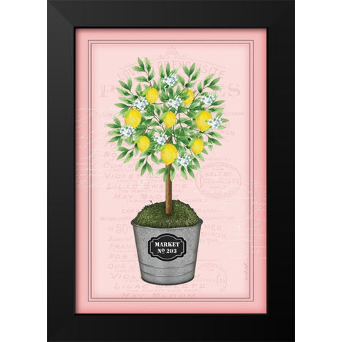 Lemon Topiary - Pink Black Modern Wood Framed Art Print by Pugh, Jennifer