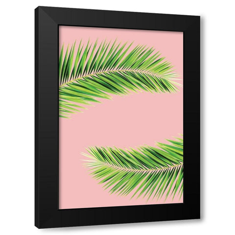 Pink Palm II Black Modern Wood Framed Art Print with Double Matting by Pugh, Jennifer