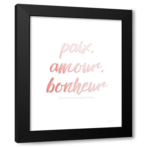 Paix Amour Bonheur Black Modern Wood Framed Art Print with Double Matting by Pugh, Jennifer
