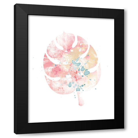 Pink Leaf I Black Modern Wood Framed Art Print with Double Matting by Pugh, Jennifer