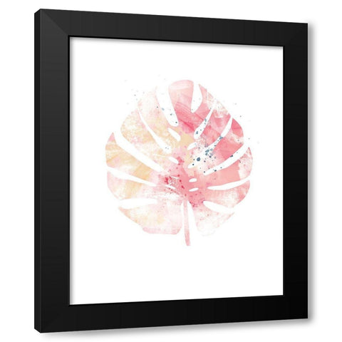 Pink Leaf II Black Modern Wood Framed Art Print with Double Matting by Pugh, Jennifer