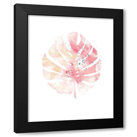 Pink Leaf II Black Modern Wood Framed Art Print by Pugh, Jennifer