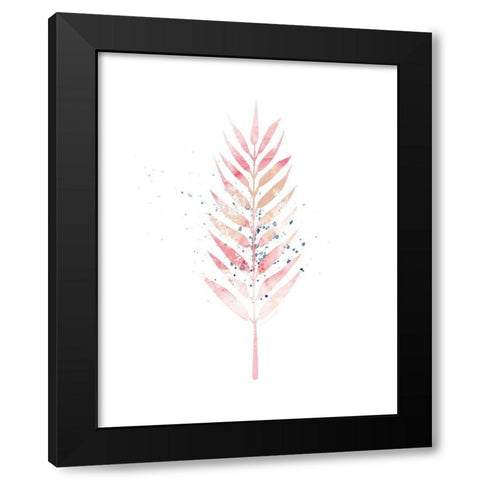 Pink Leaf III Black Modern Wood Framed Art Print with Double Matting by Pugh, Jennifer
