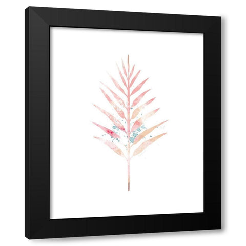 Pink Leaf IV Black Modern Wood Framed Art Print with Double Matting by Pugh, Jennifer