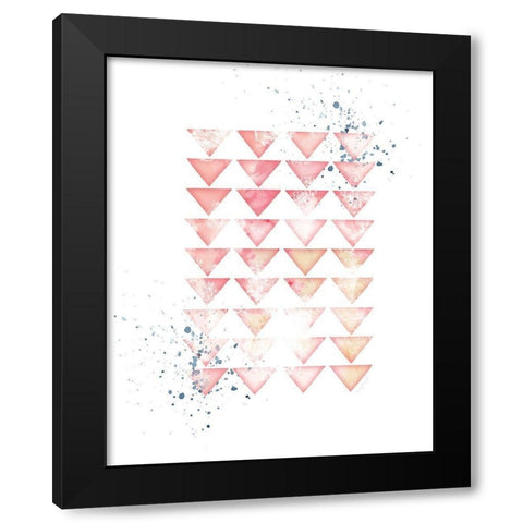Pink Geometric Triangles Black Modern Wood Framed Art Print with Double Matting by Pugh, Jennifer