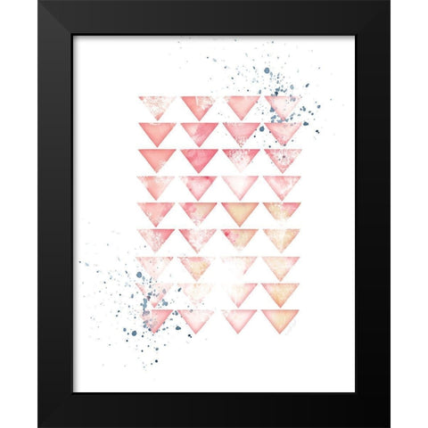 Pink Geometric Triangles Black Modern Wood Framed Art Print by Pugh, Jennifer