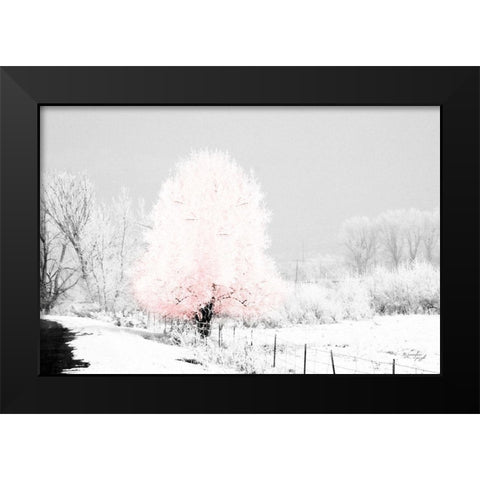 Pink Tree Black Modern Wood Framed Art Print by Pugh, Jennifer