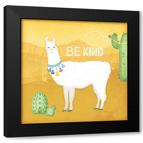 Be Kind Llama Black Modern Wood Framed Art Print with Double Matting by Pugh, Jennifer