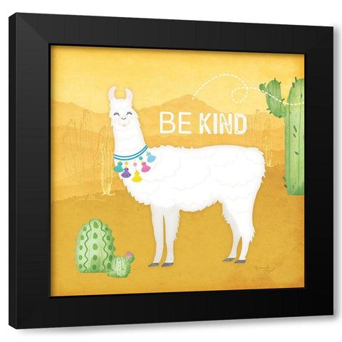 Be Kind Llama Black Modern Wood Framed Art Print by Pugh, Jennifer