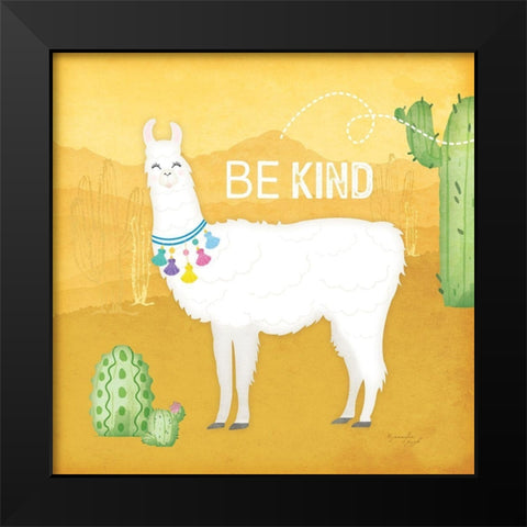 Be Kind Llama Black Modern Wood Framed Art Print by Pugh, Jennifer