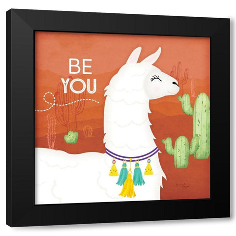 Be You Llama Black Modern Wood Framed Art Print with Double Matting by Pugh, Jennifer