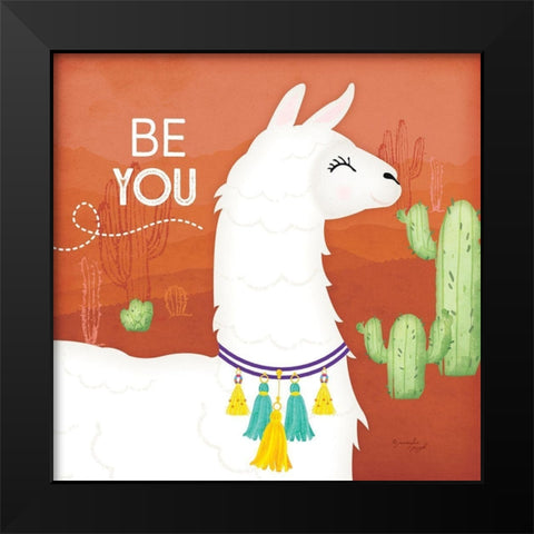 Be You Llama Black Modern Wood Framed Art Print by Pugh, Jennifer