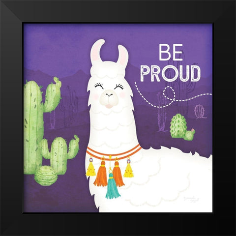 Be Proud Llama Black Modern Wood Framed Art Print by Pugh, Jennifer