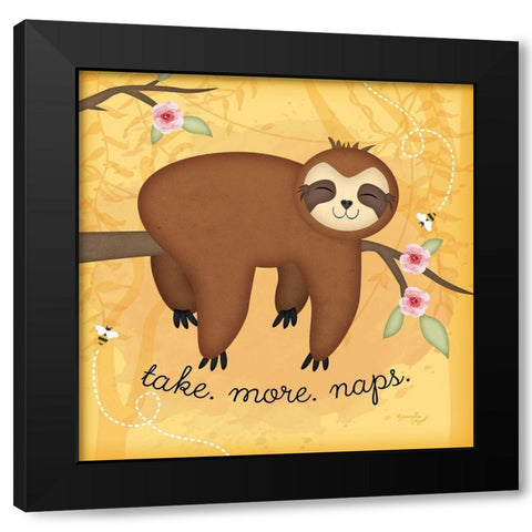 Take More Naps Sloth Black Modern Wood Framed Art Print with Double Matting by Pugh, Jennifer