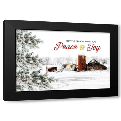 Peace and Joy Barn Black Modern Wood Framed Art Print with Double Matting by Pugh, Jennifer