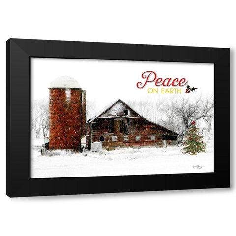 Peace on Earth Barn Black Modern Wood Framed Art Print with Double Matting by Pugh, Jennifer