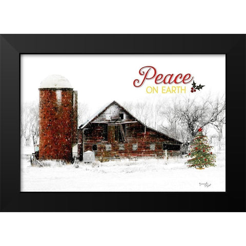 Peace on Earth Barn Black Modern Wood Framed Art Print by Pugh, Jennifer