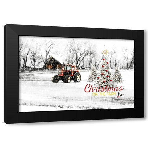 Christmas on the Farm Black Modern Wood Framed Art Print with Double Matting by Pugh, Jennifer