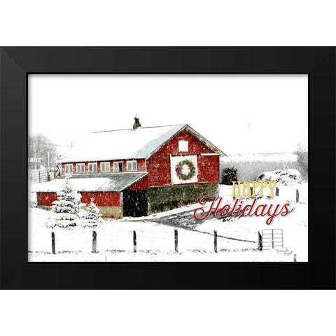 Happy Holidays Barn Black Modern Wood Framed Art Print by Pugh, Jennifer