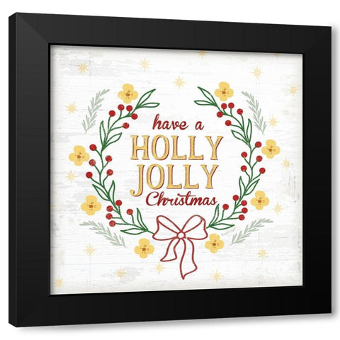 Holly Jolly Black Modern Wood Framed Art Print with Double Matting by Pugh, Jennifer