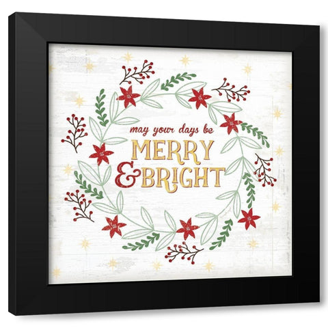 Merry and Bright Black Modern Wood Framed Art Print with Double Matting by Pugh, Jennifer