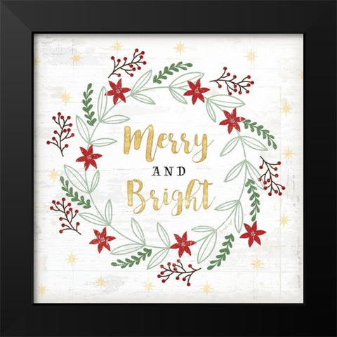 Merry and Bright Black Modern Wood Framed Art Print by Pugh, Jennifer