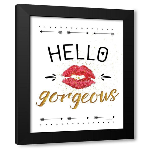 Hello Gorgeous Black Modern Wood Framed Art Print with Double Matting by Pugh, Jennifer