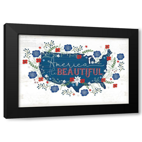 America the Beautiful Black Modern Wood Framed Art Print with Double Matting by Pugh, Jennifer