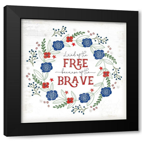 Land of the Free - Floral Black Modern Wood Framed Art Print with Double Matting by Pugh, Jennifer