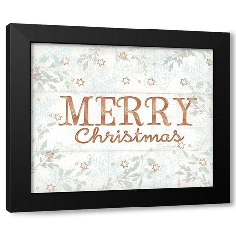 Merry Christmas Black Modern Wood Framed Art Print with Double Matting by Pugh, Jennifer