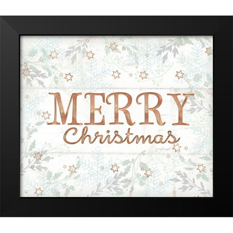 Merry Christmas Black Modern Wood Framed Art Print by Pugh, Jennifer