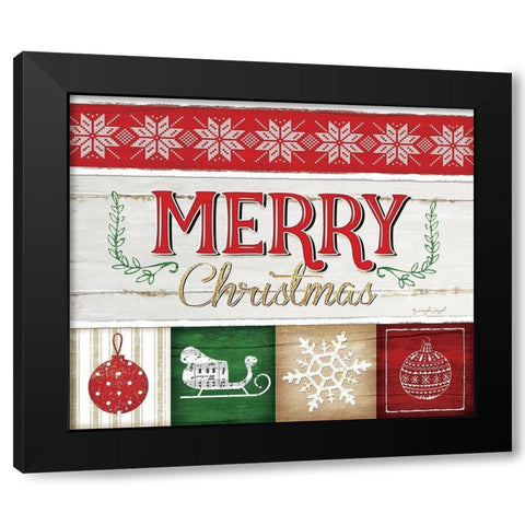 Merry Christmas Black Modern Wood Framed Art Print with Double Matting by Pugh, Jennifer