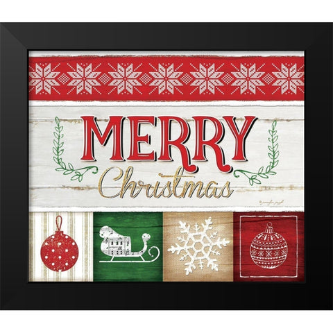 Merry Christmas Black Modern Wood Framed Art Print by Pugh, Jennifer